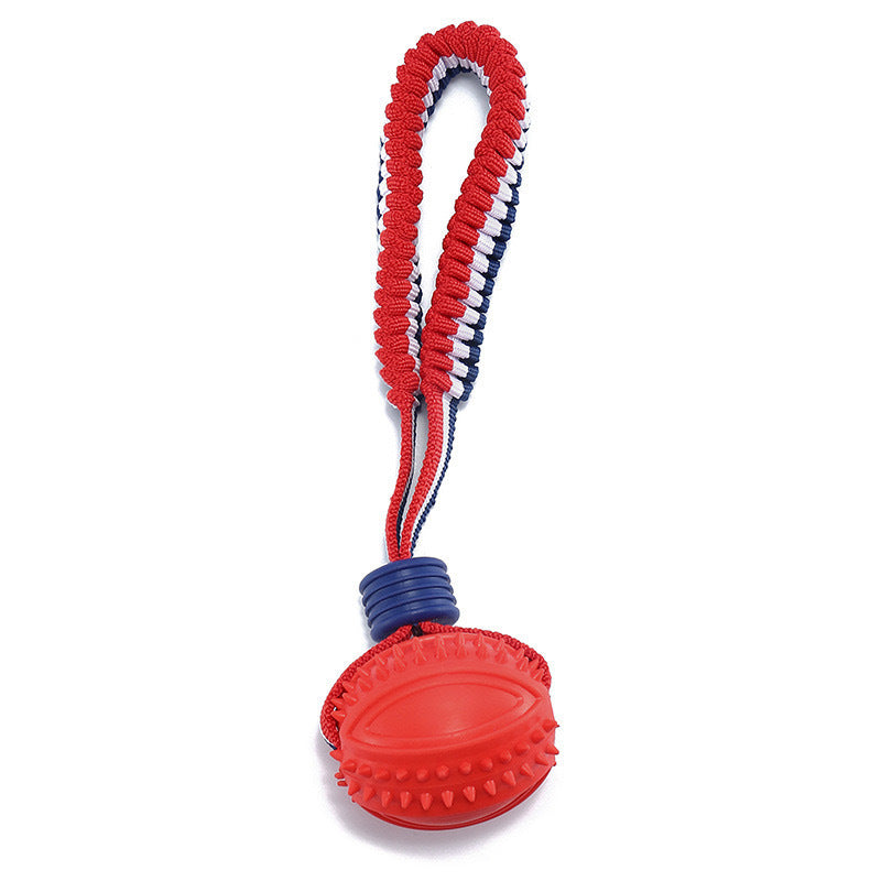 JMT-279178 Durable Dog Ball with Rope for Small to Medium Dogs - Non-Toxic and Tooth-Cleaning Toy