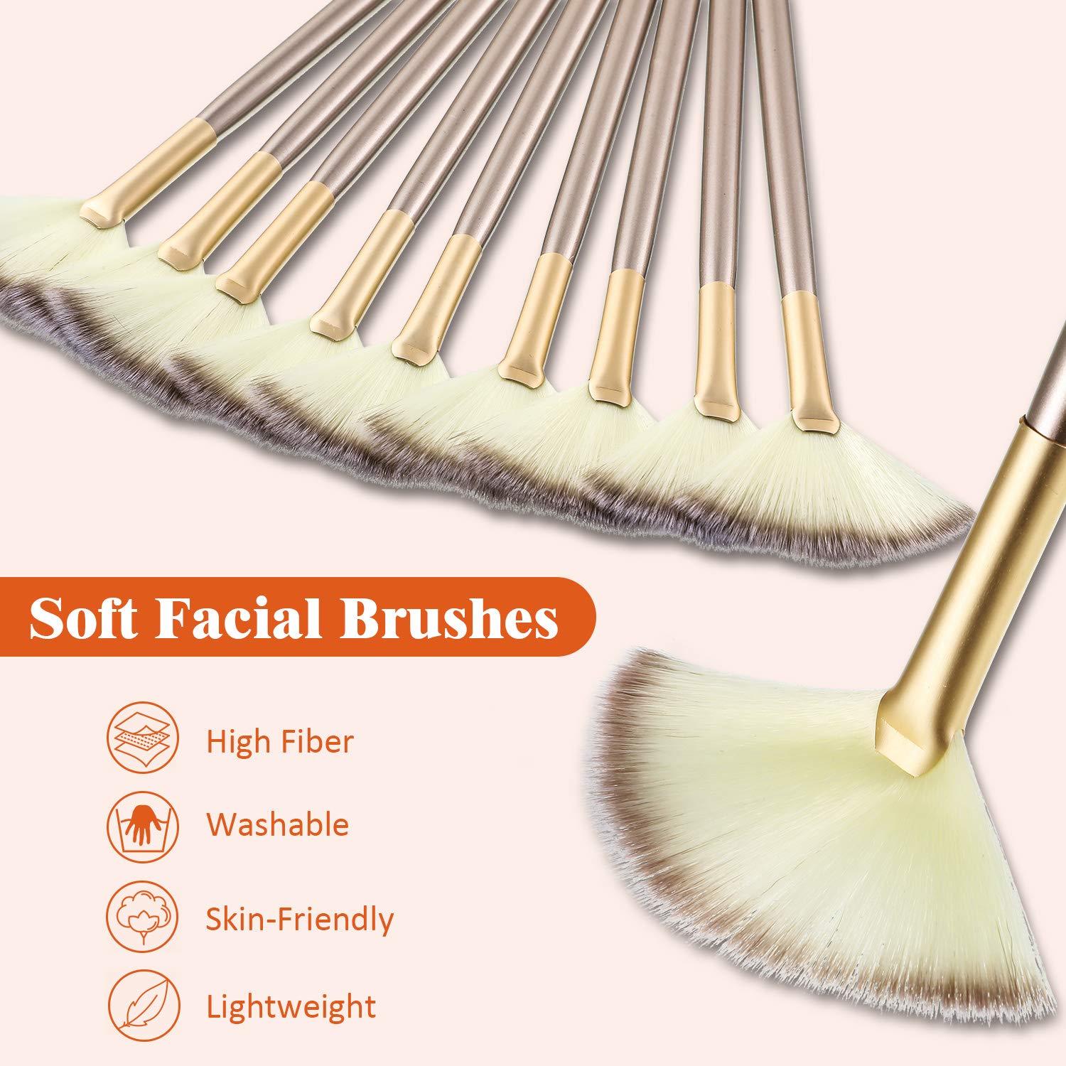 JMT-279178 Soft Facial Fan Brushes Set for Mask, Peel & Makeup Application - 10 Pack with Durable Handles