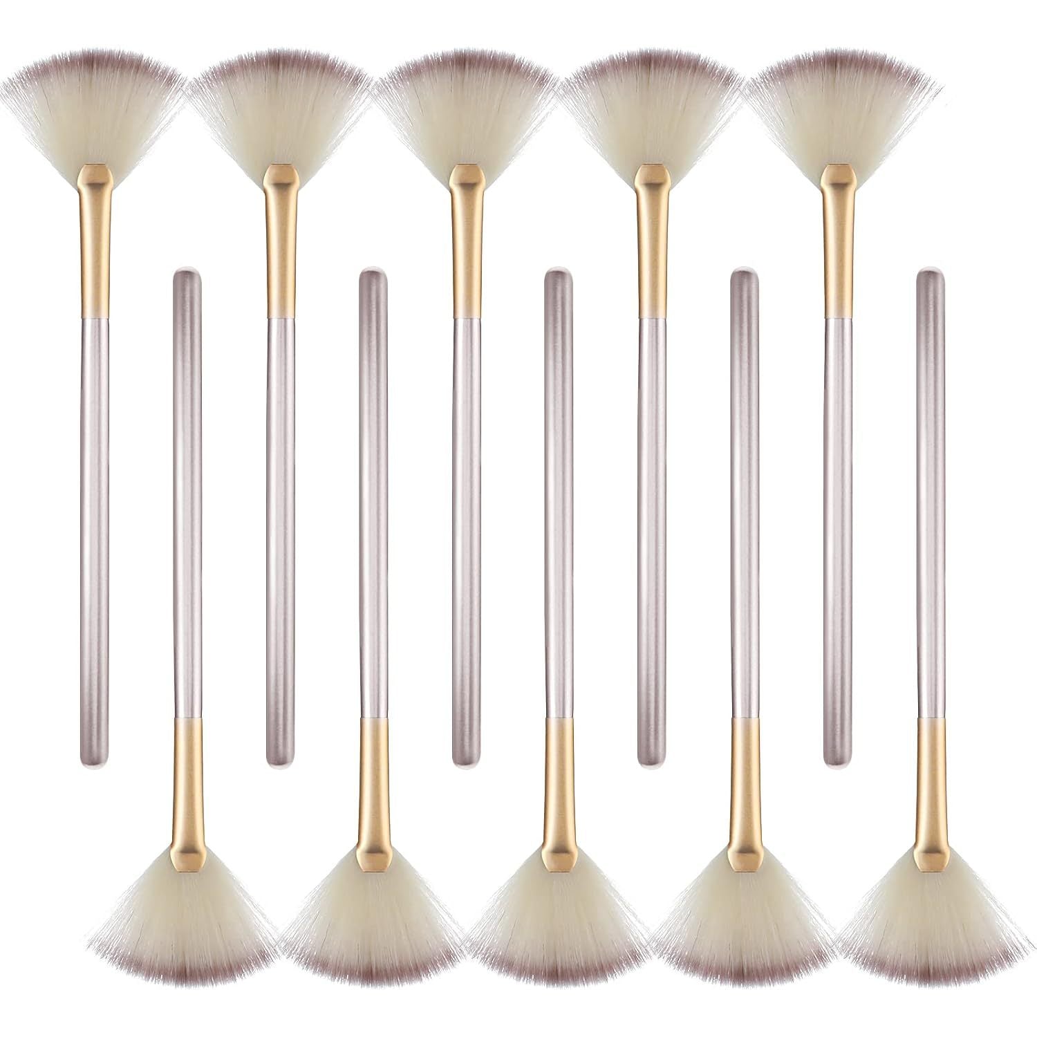 JMT-279178 Soft Facial Fan Brushes Set for Mask, Peel & Makeup Application - 10 Pack with Durable Handles