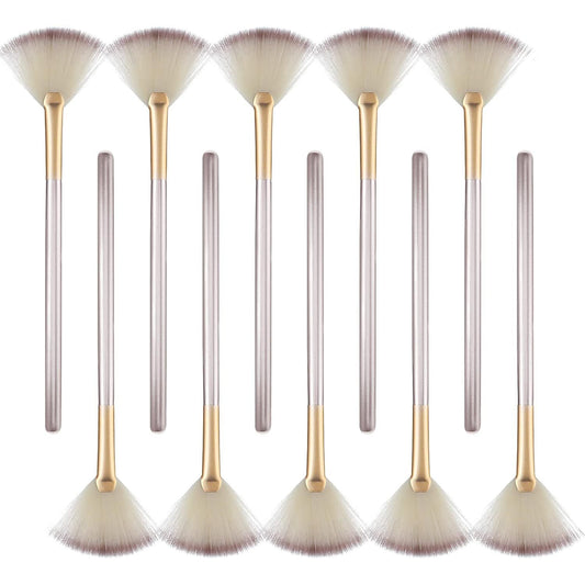 JMT-279178 Soft Facial Fan Brushes Set for Mask, Peel & Makeup Application - 10 Pack with Durable Handles