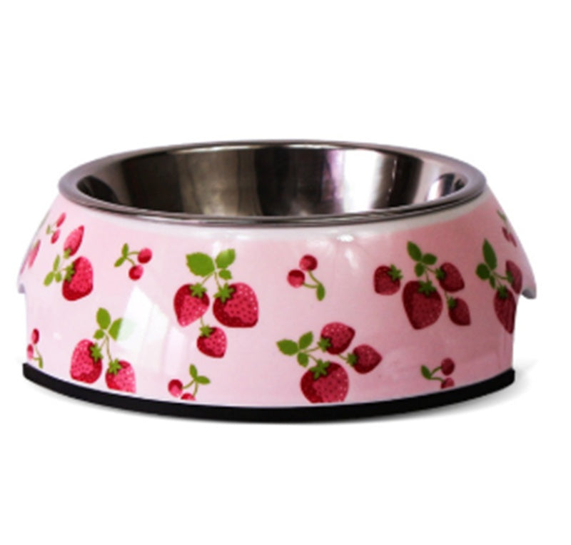 JMT-279370 Stainless Steel Cat and Dog Bowl Set with Melamine Base - Various Patterns and Sizes Available