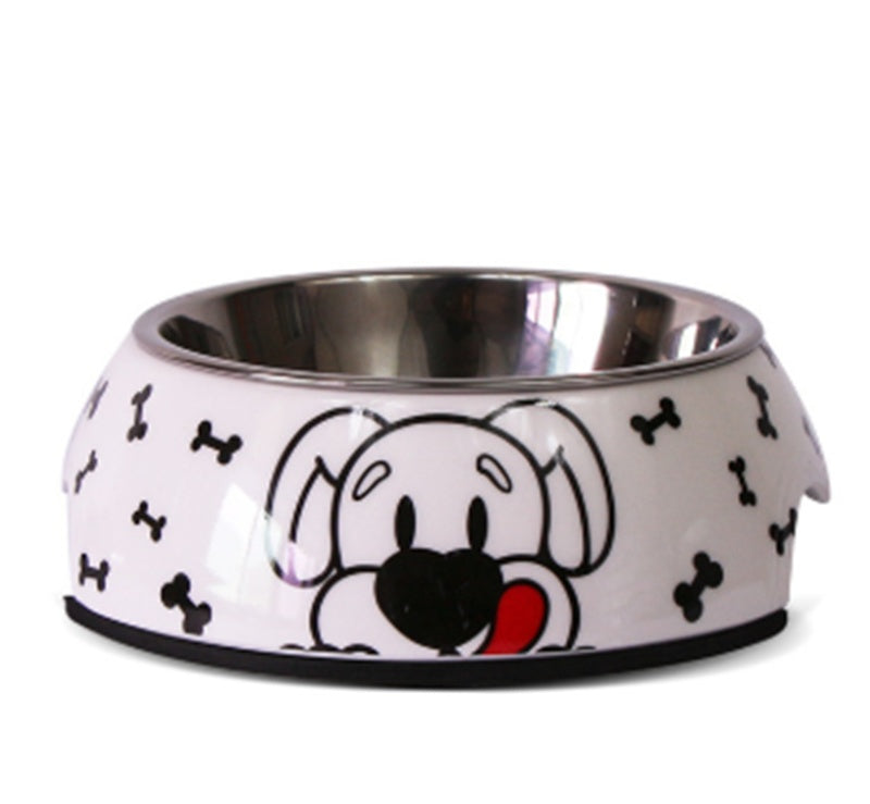 JMT-279370 Stainless Steel Cat and Dog Bowl Set with Melamine Base - Various Patterns and Sizes Available