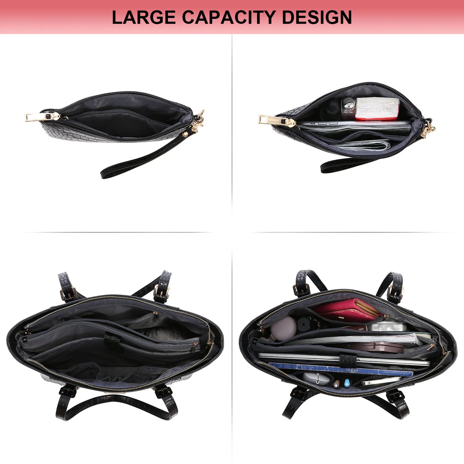 JMT-281162 Elegant 15.6 Inch Laptop Tote Bag for Women - Spacious 2-Piece Handbag Set