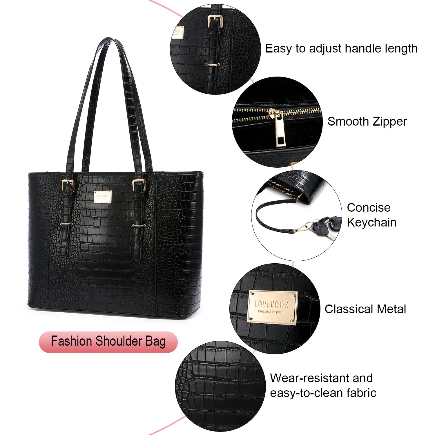 JMT-281162 Elegant 15.6 Inch Laptop Tote Bag for Women - Spacious 2-Piece Handbag Set