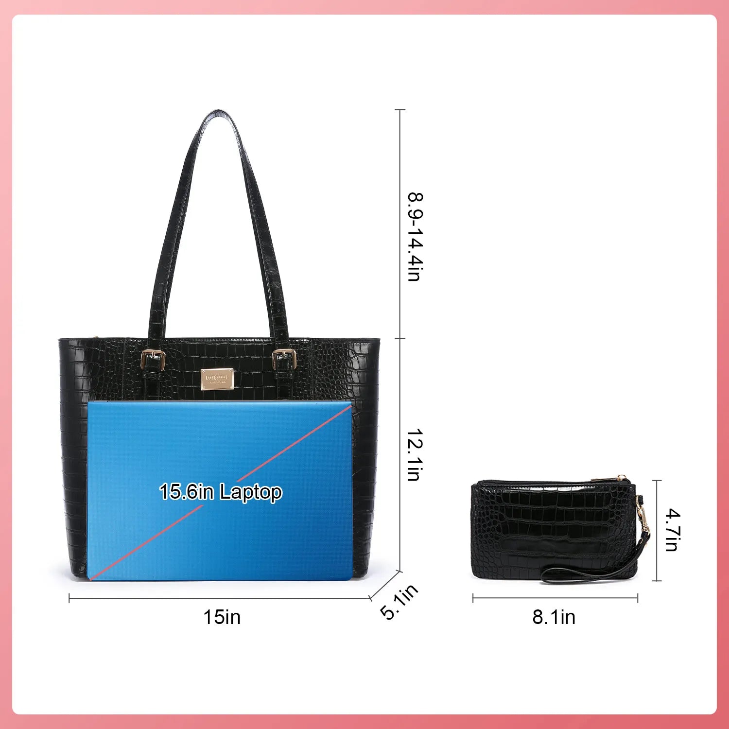 JMT-281162 Elegant 15.6 Inch Laptop Tote Bag for Women - Spacious 2-Piece Handbag Set