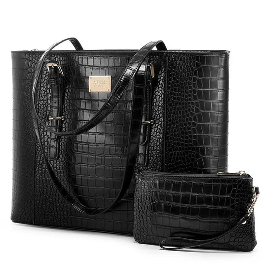 JMT-281162 Elegant 15.6 Inch Laptop Tote Bag for Women - Spacious 2-Piece Handbag Set