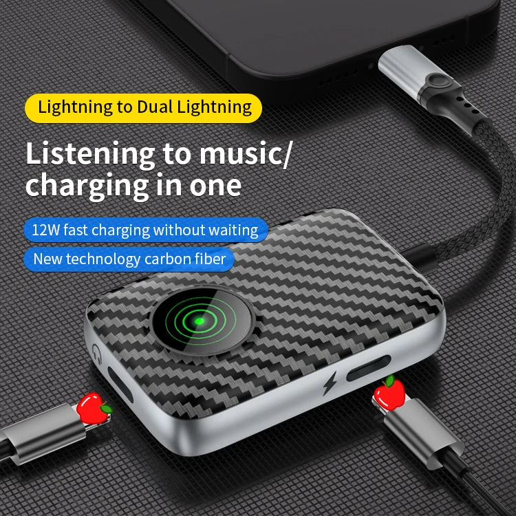 JMT-282314 8-Pin Audio Aux Splitter Adapter for iPhone - 2-in-1 Headphone Jack with Luminous USB Cable