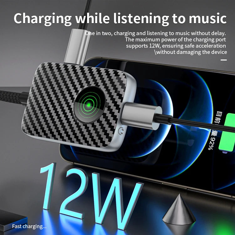JMT-282314 8-Pin Audio Aux Splitter Adapter for iPhone - 2-in-1 Headphone Jack with Luminous USB Cable