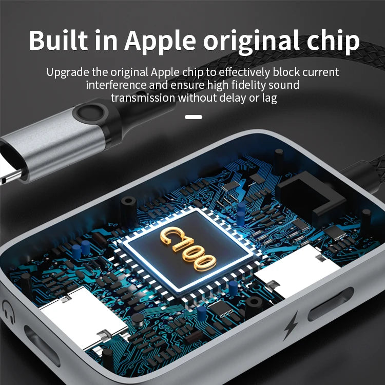 JMT-282314 8-Pin Audio Aux Splitter Adapter for iPhone - 2-in-1 Headphone Jack with Luminous USB Cable