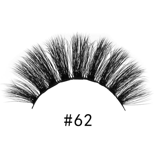 JMT-282762 3D Mink Hair Thick Eyelashes - Model #62, Cotton Stem, 1 Pair, 1.4cm Length