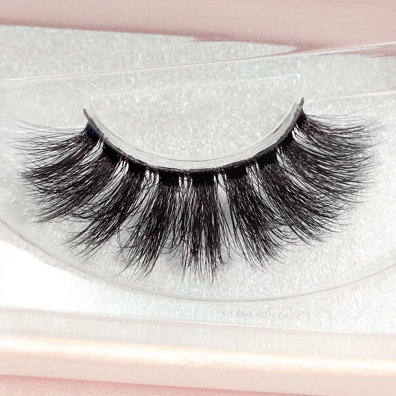JMT-282762 3D Mink Hair Thick Eyelashes - Model #62, Cotton Stem, 1 Pair, 1.4cm Length