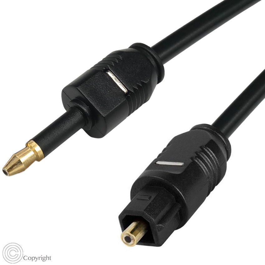JMT-282826 Mini Toslink Optical Audio Cable - 3.5mm to 3.5mm, Available in Multiple Lengths