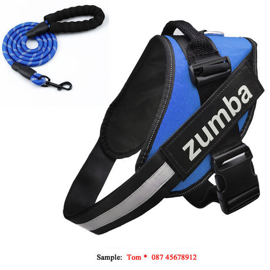 JMT-282826 Personalized Adjustable Reflective Dog Harness and Leash Set - Breathable Nylon Design