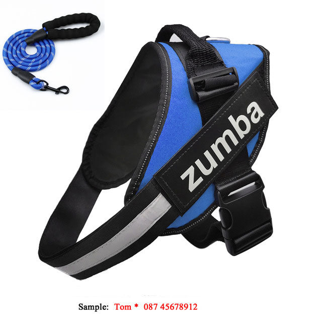 JMT-282826 Personalized Adjustable Reflective Dog Harness and Leash Set - Breathable Nylon Design