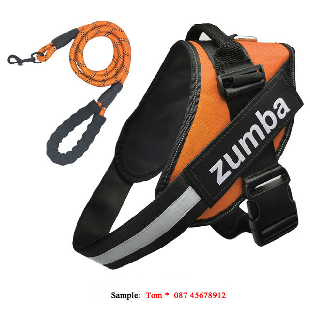 JMT-282826 Personalized Adjustable Reflective Dog Harness and Leash Set - Breathable Nylon Design