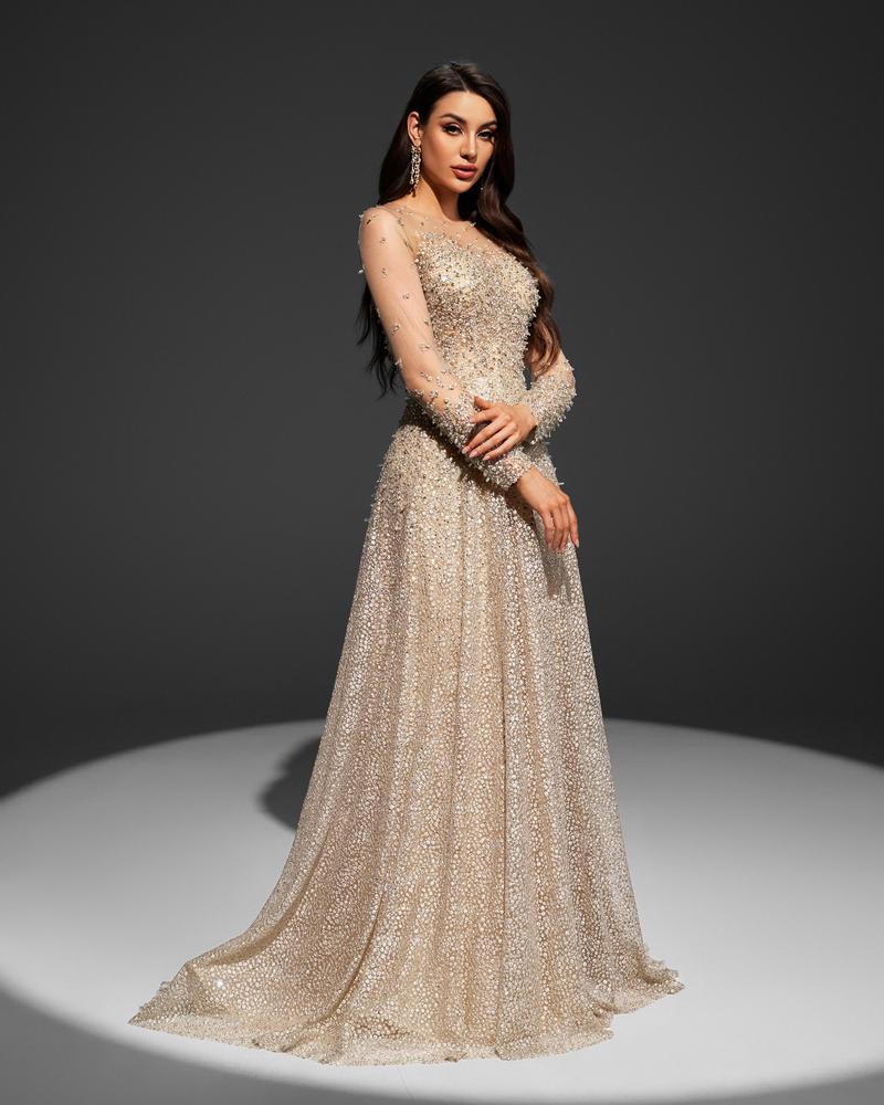 JMT-282890 Champagne Evening Gown for Women - Elegant Model SH0063