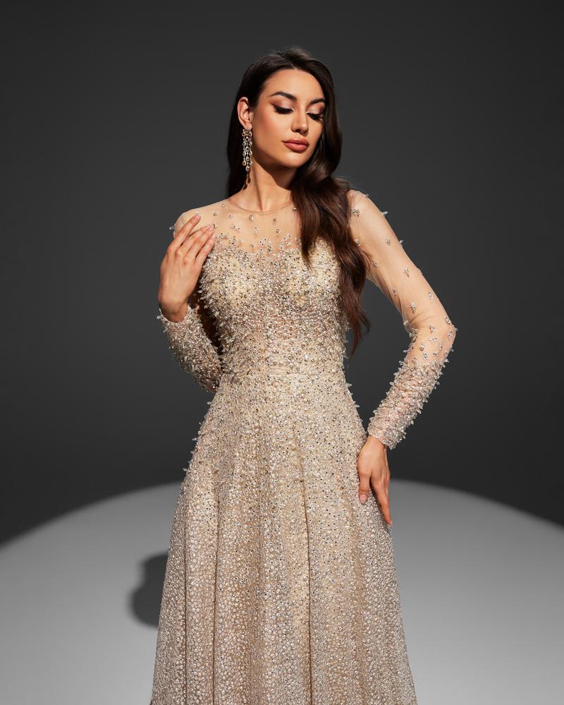 JMT-282890 Champagne Evening Gown for Women - Elegant Model SH0063