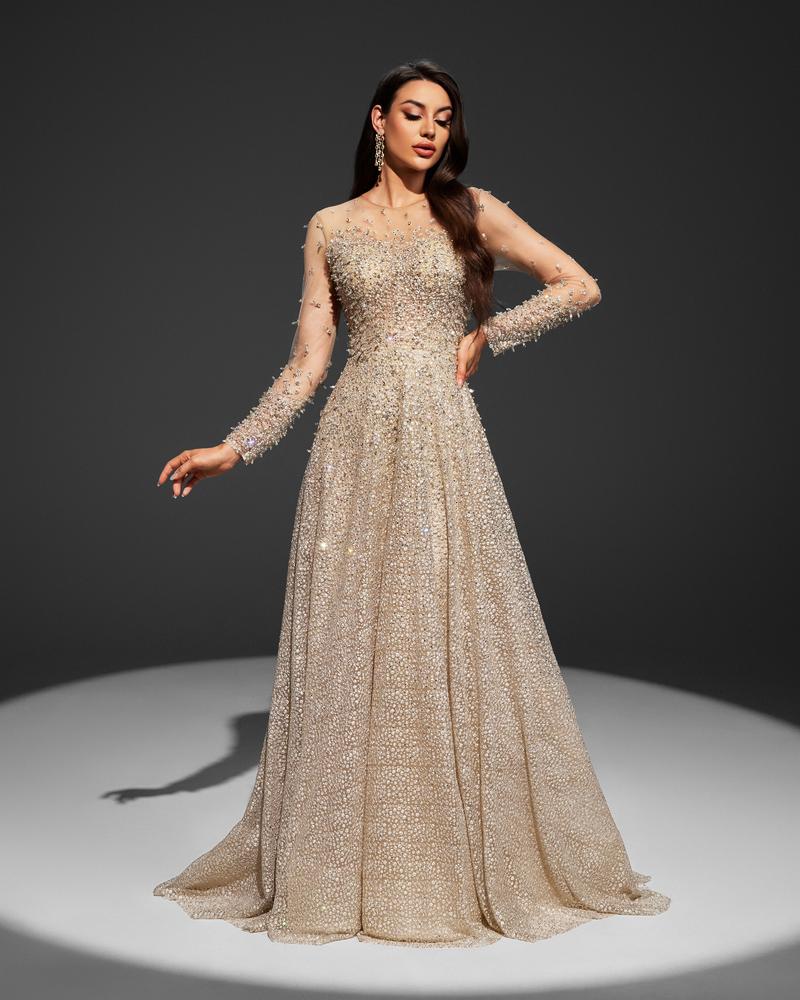 JMT-282890 Champagne Evening Gown for Women - Elegant Model SH0063