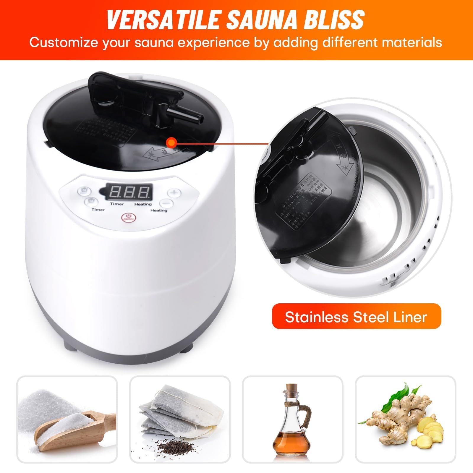 JMT-282890 Portable Full Body Steam Sauna Tent with 2.6L Steam Generator, Remote Control, and Folding Chair