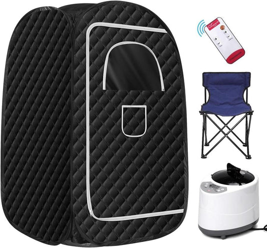 JMT-282890 Portable Full Body Steam Sauna Tent with 2.6L Steam Generator, Remote Control, and Folding Chair
