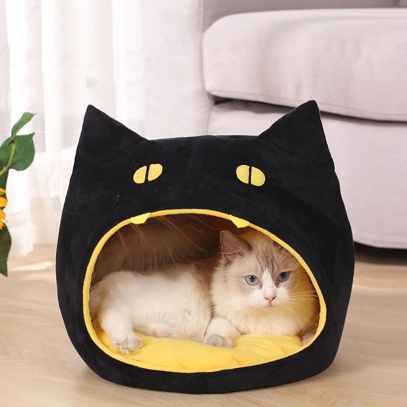 JMT-282954 Cozy Cat-Shaped Pet Bed with Soft Plush Material and Non-Slip Bottom for Small Dogs and Kittens
