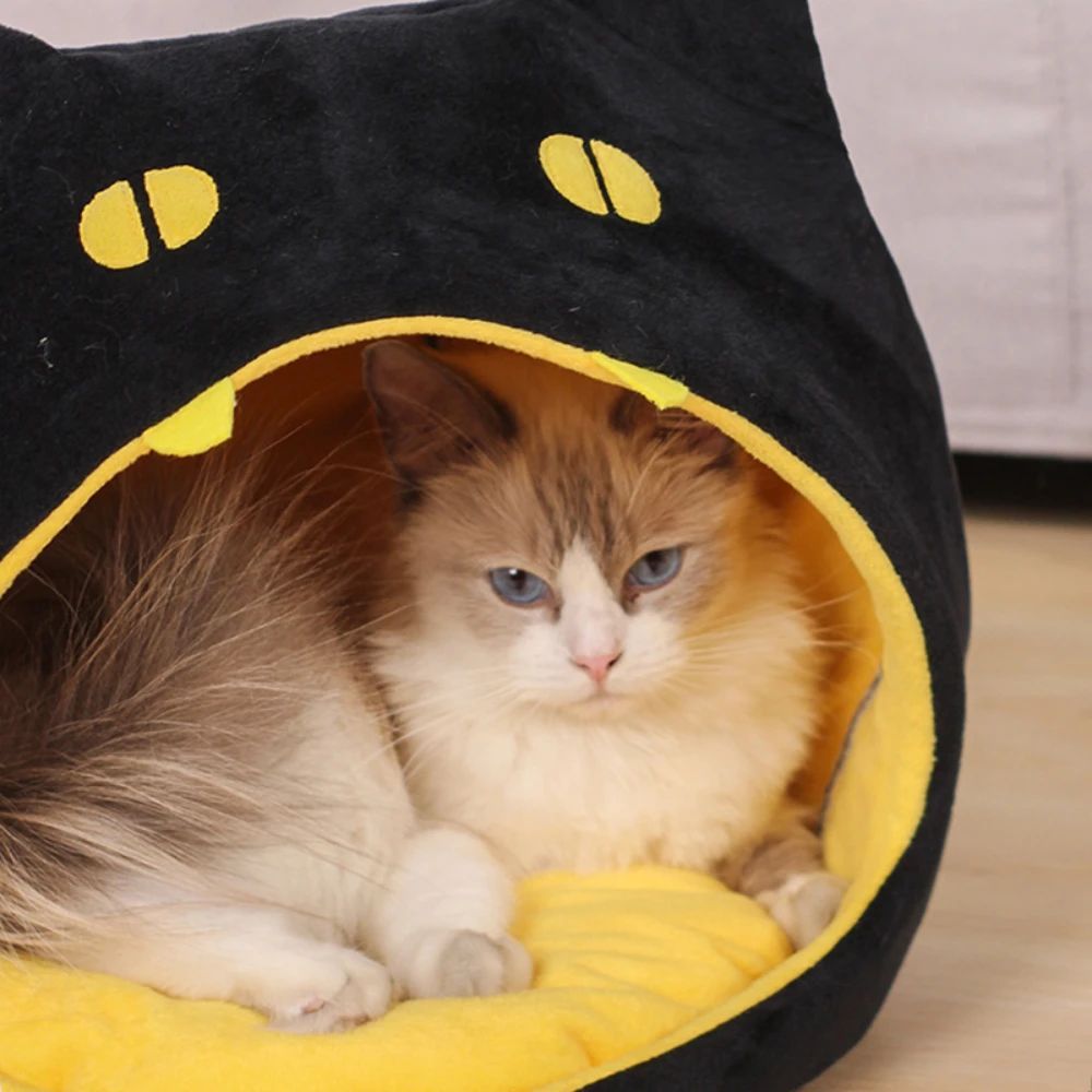 JMT-282954 Cozy Cat-Shaped Pet Bed with Soft Plush Material and Non-Slip Bottom for Small Dogs and Kittens