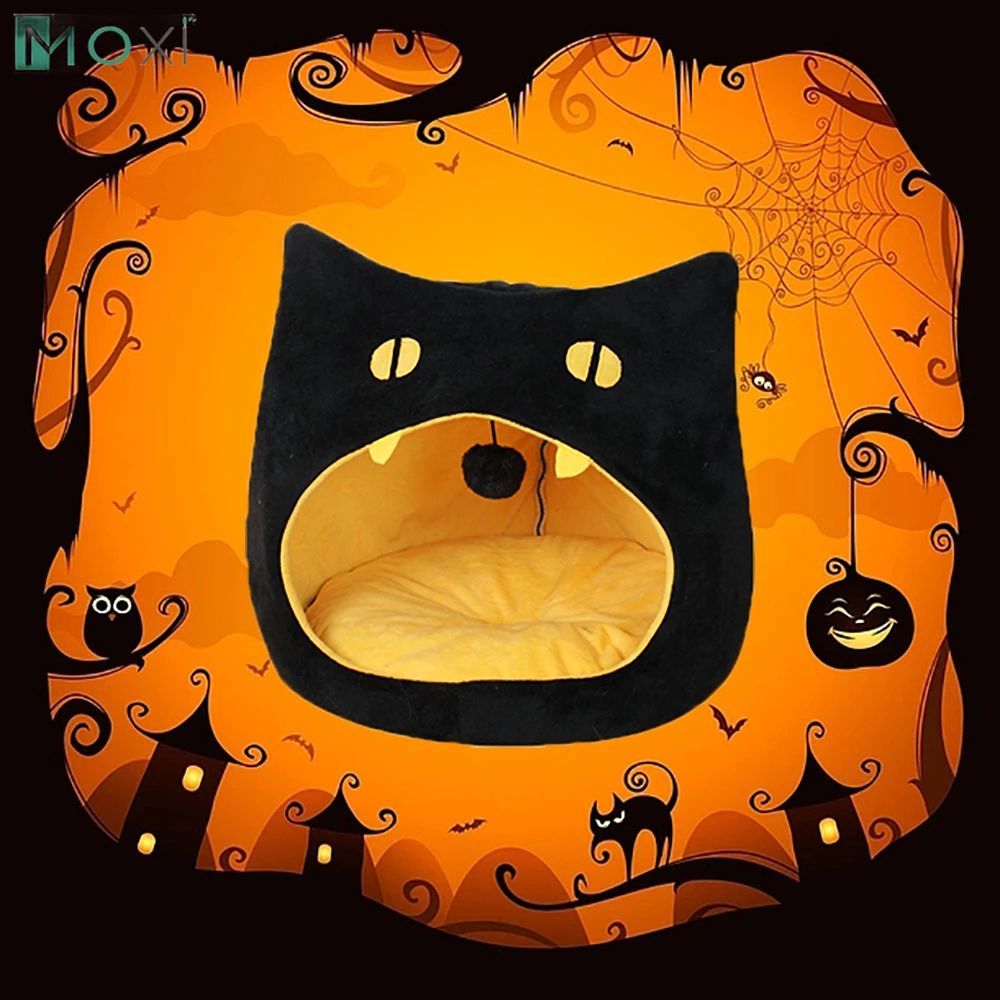 JMT-282954 Cozy Cat-Shaped Pet Bed with Soft Plush Material and Non-Slip Bottom for Small Dogs and Kittens