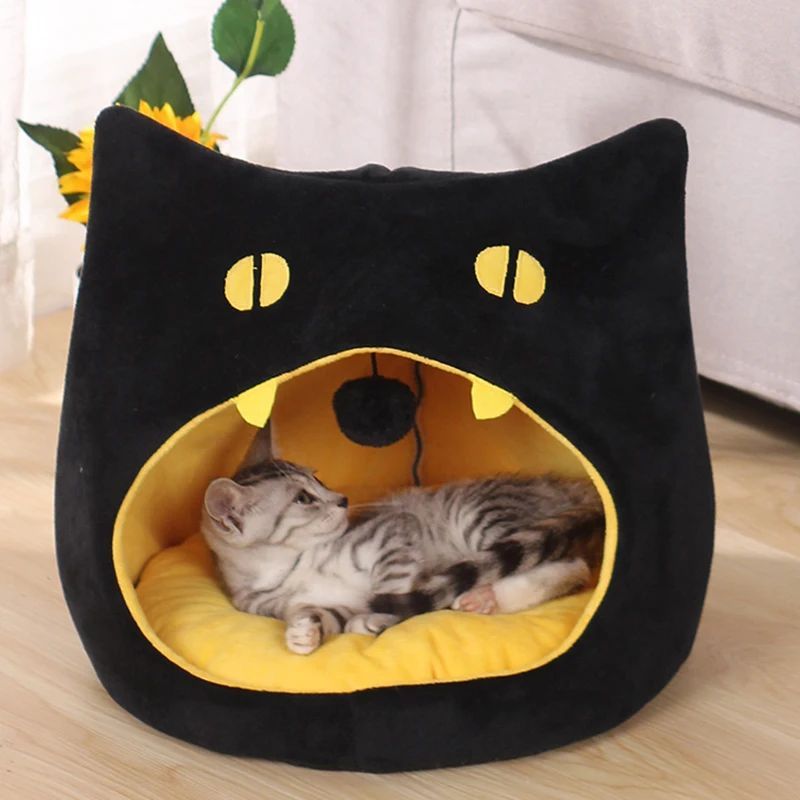 JMT-282954 Cozy Cat-Shaped Pet Bed with Soft Plush Material and Non-Slip Bottom for Small Dogs and Kittens