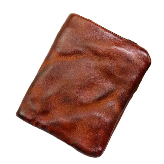 JMT-283018 Vintage Vegetable Tanned Leather Multi-Card Zipper Wallet for Men