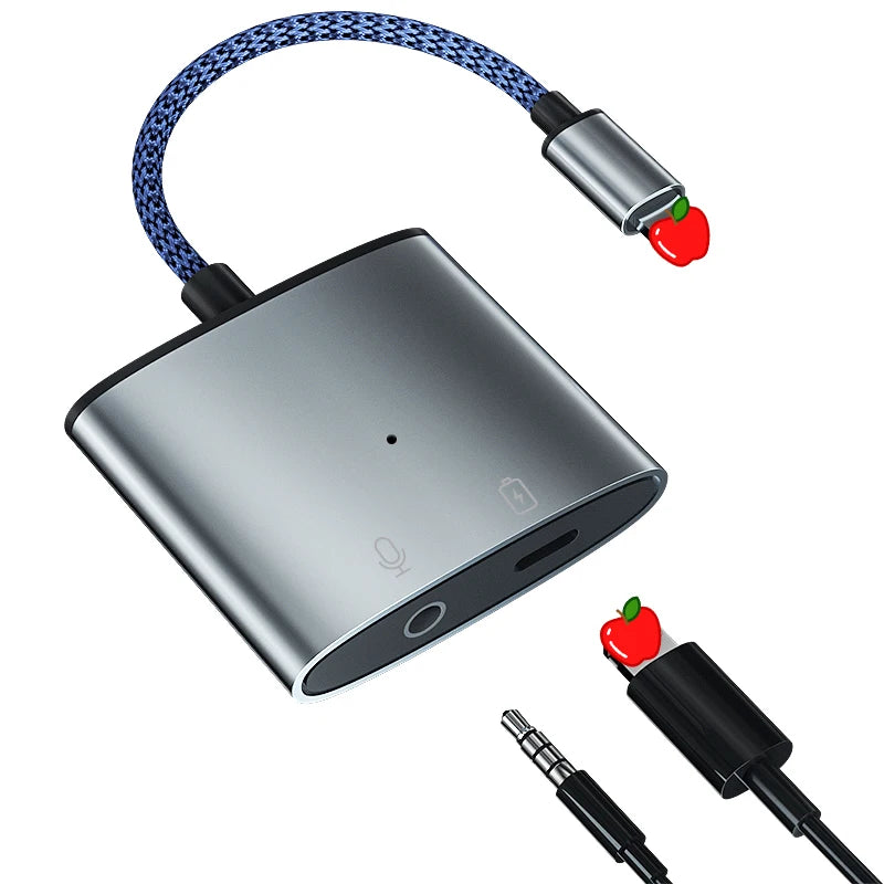 JMT-283466 2 in 1 Lightning to 3.5mm Audio and Charging Adapter for iPhone with Microphone Support