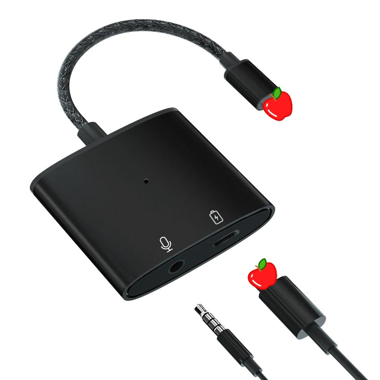 JMT-283466 2 in 1 Lightning to 3.5mm Audio and Charging Adapter for iPhone with Microphone Support