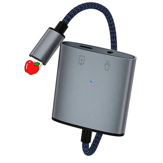 JMT-283466 2 in 1 Lightning to 3.5mm Audio and Charging Adapter for iPhone with Microphone Support