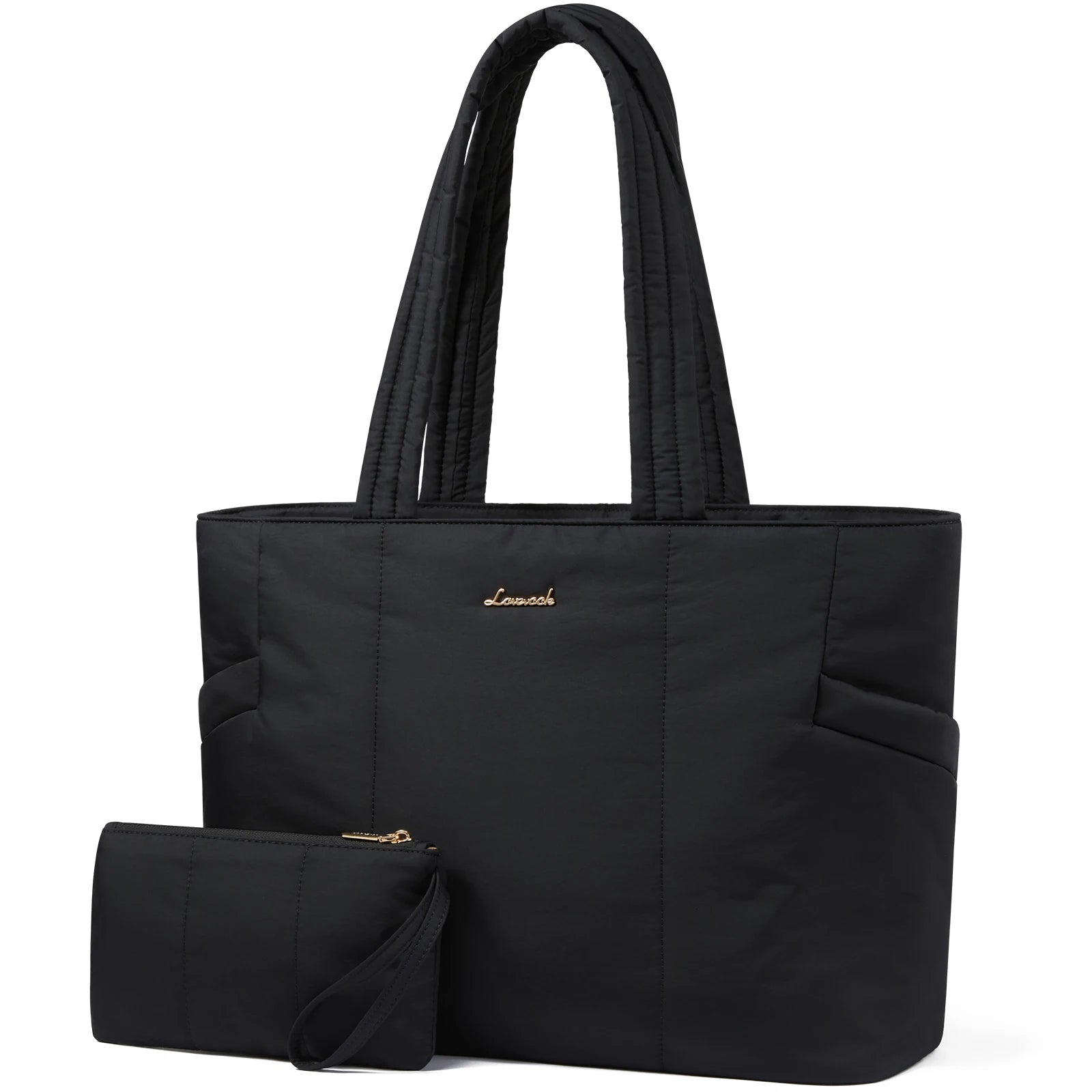 JMT-283466 Puffer Tote Bag with Laptop Compartment and Stylish Clutch for Women