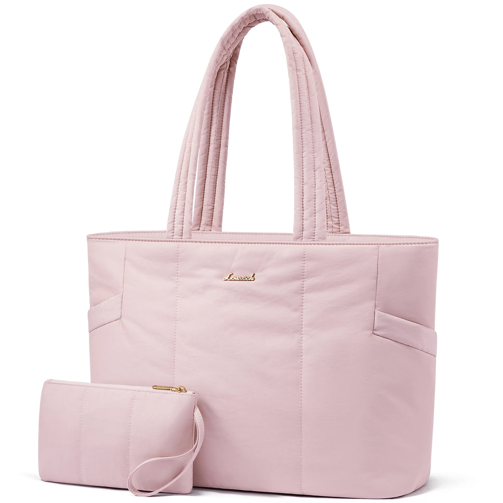 JMT-283466 Puffer Tote Bag with Laptop Compartment and Stylish Clutch for Women