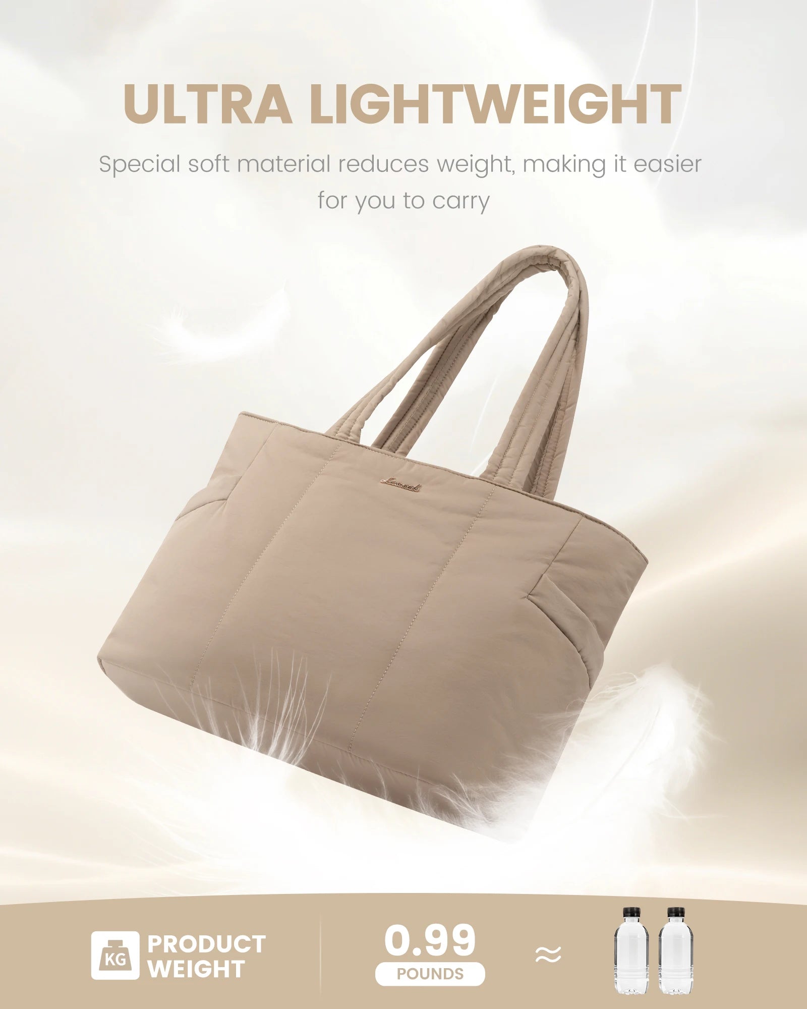 JMT-283466 Puffer Tote Bag with Laptop Compartment and Stylish Clutch for Women