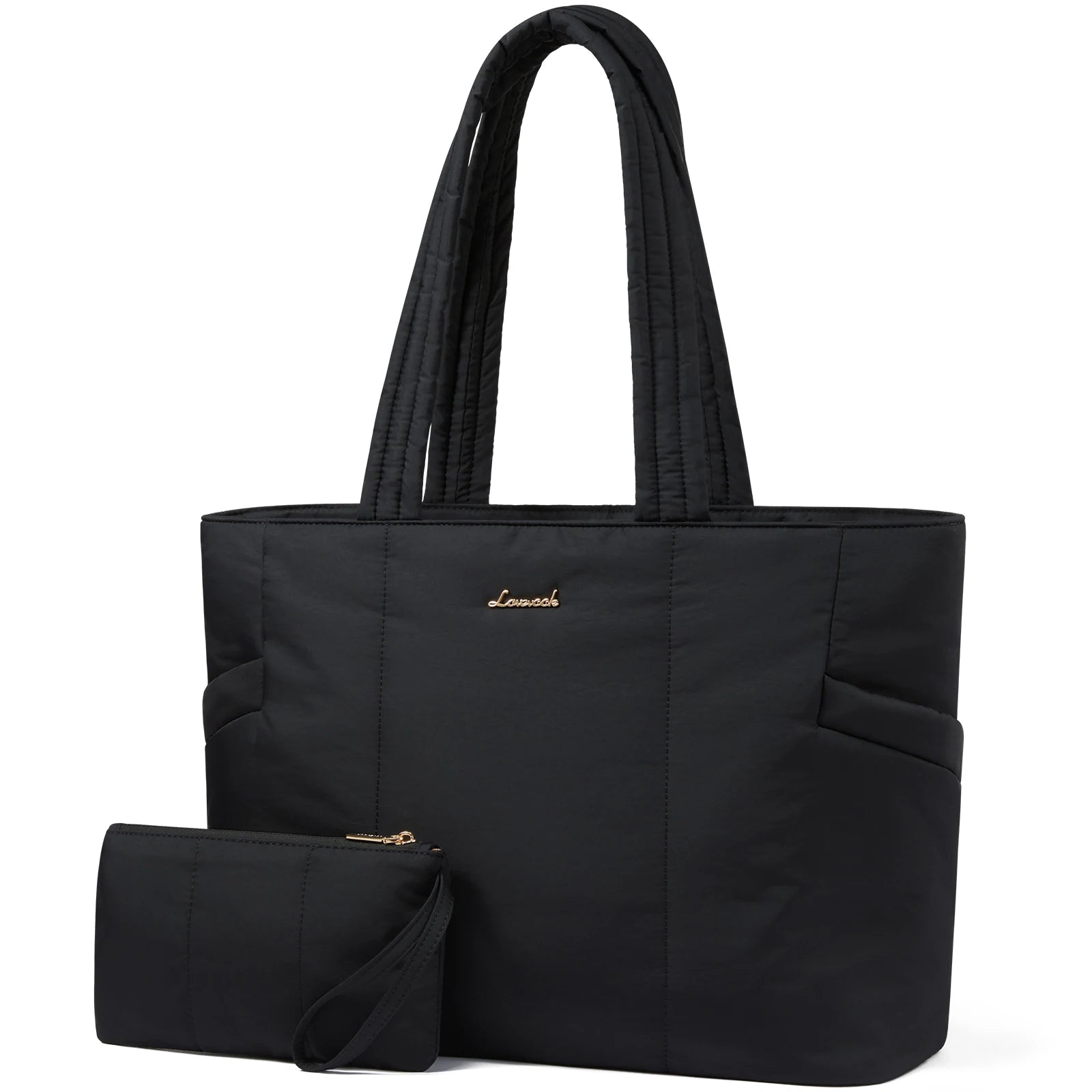 JMT-283466 Puffer Tote Bag with Laptop Compartment and Stylish Clutch for Women