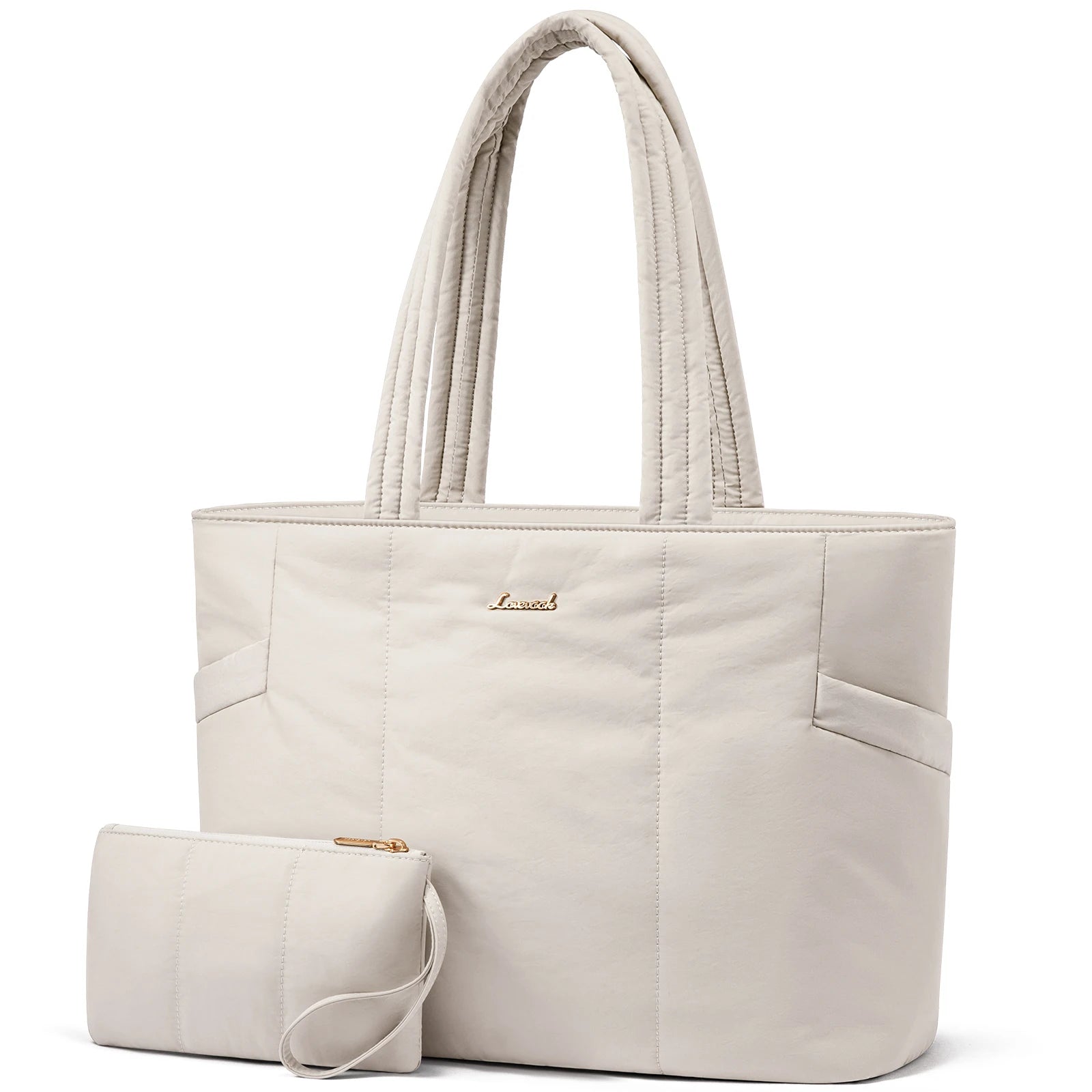 JMT-283466 Puffer Tote Bag with Laptop Compartment and Stylish Clutch for Women