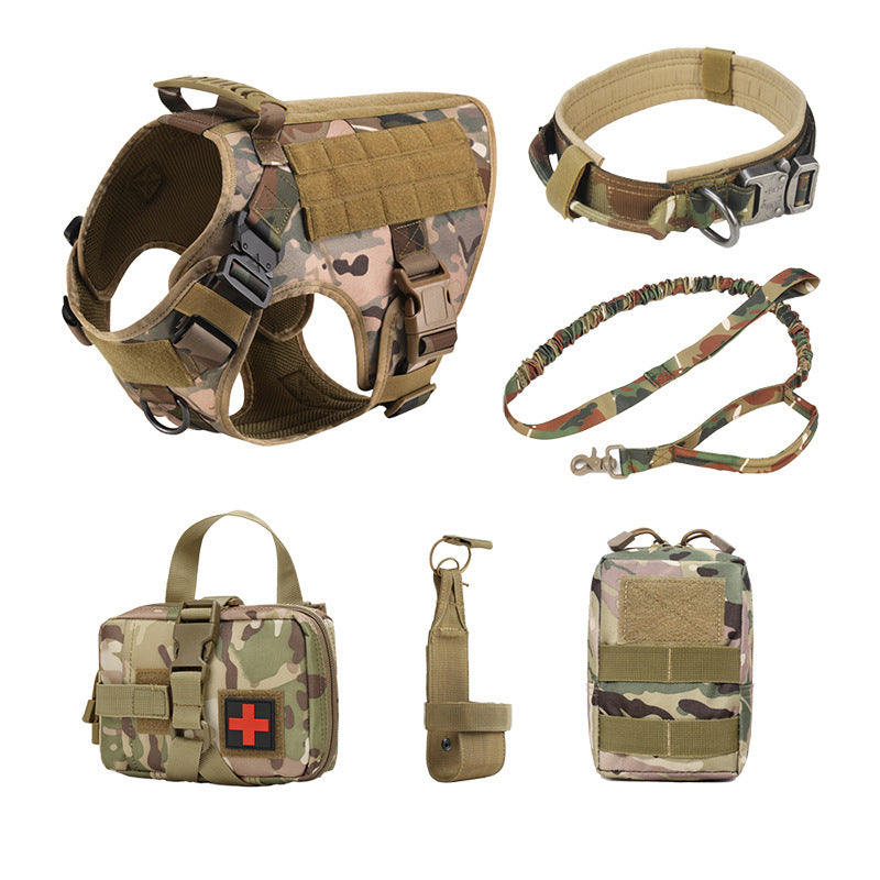 JMT-283978 Dog Training Tactical Vest Set - 6-Piece Combat Outfit in Black, Army Green, Brown, and CP Camouflage