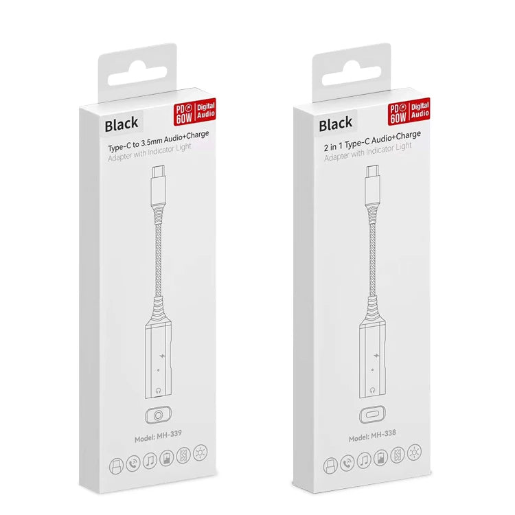 JMT-284298 2-in-1 USB-C to 3.5mm Audio Adapter for Smartphones and Tablets