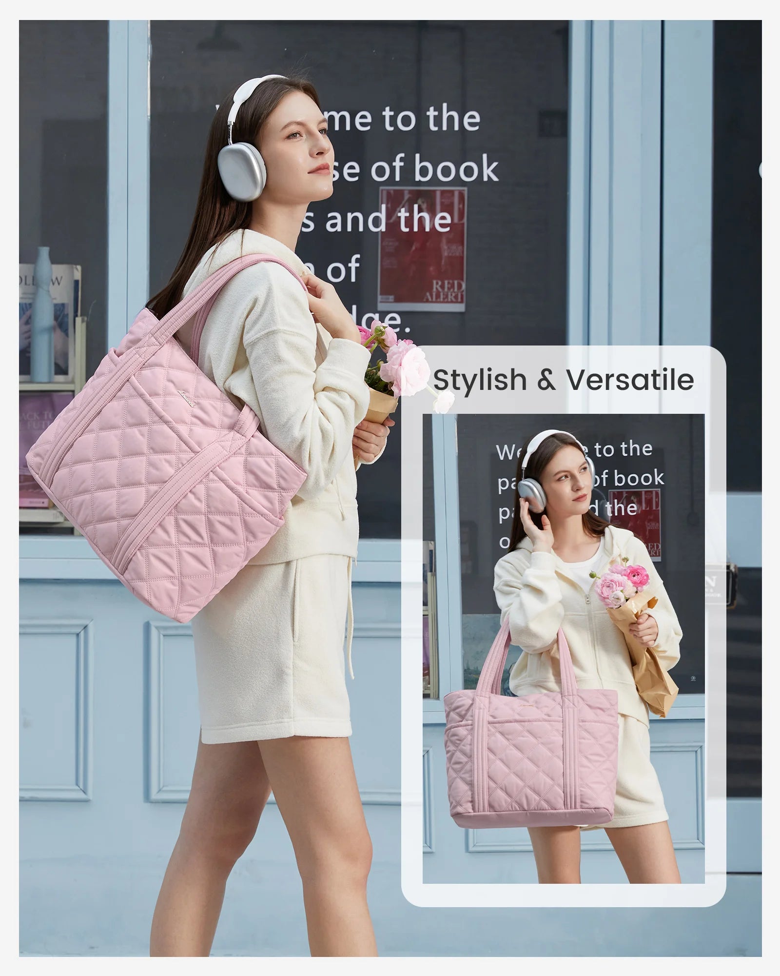 JMT-284618 Puffer Tote Bag for Travel, Work, Gym, and Nursing with Large Capacity for Laptops and Essentials