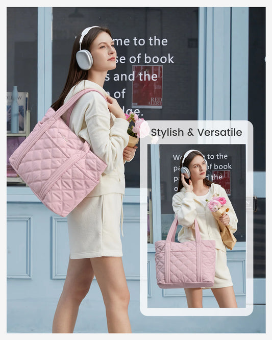 JMT-284618 Puffer Tote Bag for Travel, Work, Gym, and Nursing with Large Capacity for Laptops and Essentials