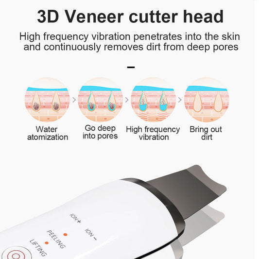 JMT-284938 Ultrasonic Skin Scrubber Face Spatula for Deep Cleaning and Lifting, Handheld Mini Facial Tool with USB Charging