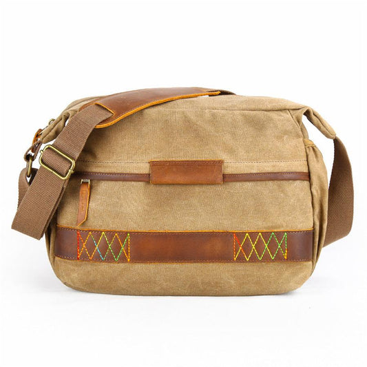 JMT-285130 Waterproof Canvas SLR Camera Messenger Bag with Soft Handle and Zipper Closure