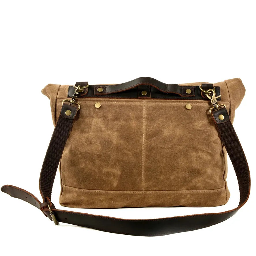 JMT-285322 Waterproof Motorcycle Side Backpack – Vintage Canvas Saddle Bag with Multiple Pockets and Zipper Closure