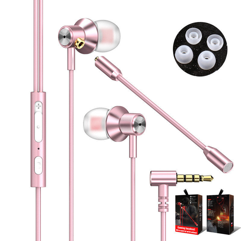 JMT-285770 Double Wheat Wired In-Ear Earbud Headset with Microphone – Rose Gold, Red, Gun Black Options