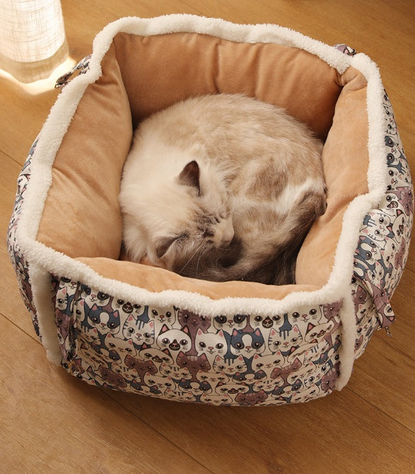 JMT-285962 Cozy Multi-functional Cat Hammock Nest with Semi-Enclosed Design