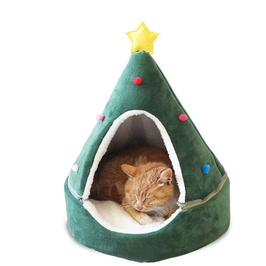 JMT-286410 Festive Christmas Tree Pet Litter with Soft Plush Cover for Cats and Dogs