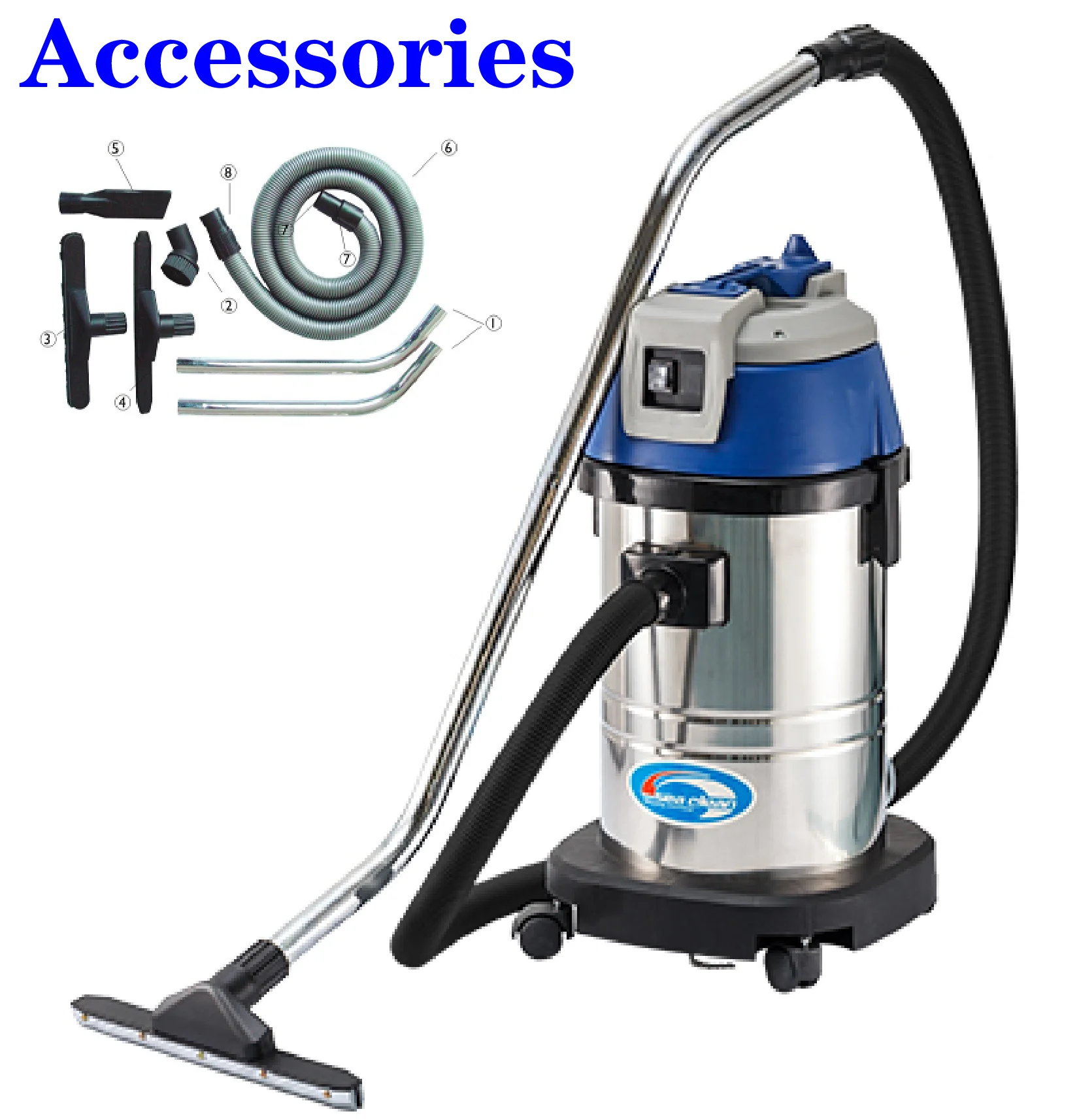 JMT-286410 Industrial Stainless Steel Wet and Dry Vacuum Cleaner - 15L, 30L, 60L, 70L, 80L, 90L, 1000W