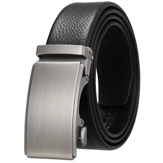 JMT-286858 Men's Automatic Buckle Belt with Zinc Alloy Buckle and First Layer Cowhide Leather