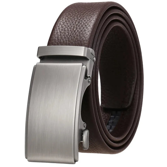 JMT-286858 Men's Automatic Buckle Belt with Zinc Alloy Buckle and First Layer Cowhide Leather